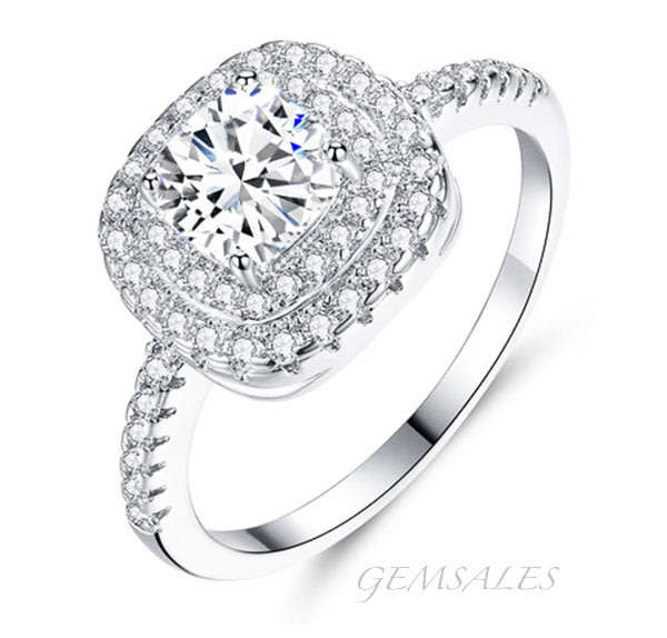 1.43ct  SIM DIAMOND CZ HALO DESIGN WITH INLAY    SIZES AVAILABLE    5.75  /  6.75  /  7.75