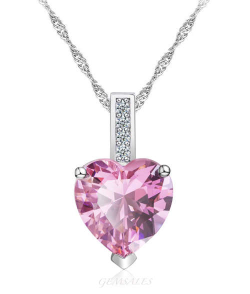 PINK TOPAZ IN PAVE SETTING PENDANT NECKLACE  *CHAIN 45cm + EXTENSION 5cm*