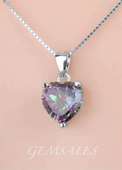 4.35ct BRILLIANT CUT MYSTIC TOPAZ PENDANT NECKLACE  ***925*** CHAIN 43cm