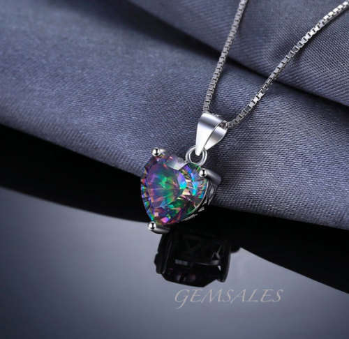 4.35ct BRILLIANT CUT MYSTIC TOPAZ PENDANT NECKLACE  ***925*** CHAIN 43cm
