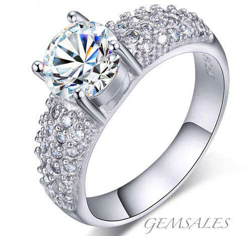 EXQUISITE! 1.81ct SIMULATED DIAMOND CZ RING  WITH ACCENTS  #S925#     SIZE 5  -  J1/2  -  49mm
