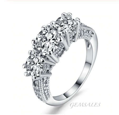 BRILLIANT CUT 3.46ct Cr Diamond CZ Ring Trilogy*SENSATIONAL*S925*   SIZES     7  /  8  /  9