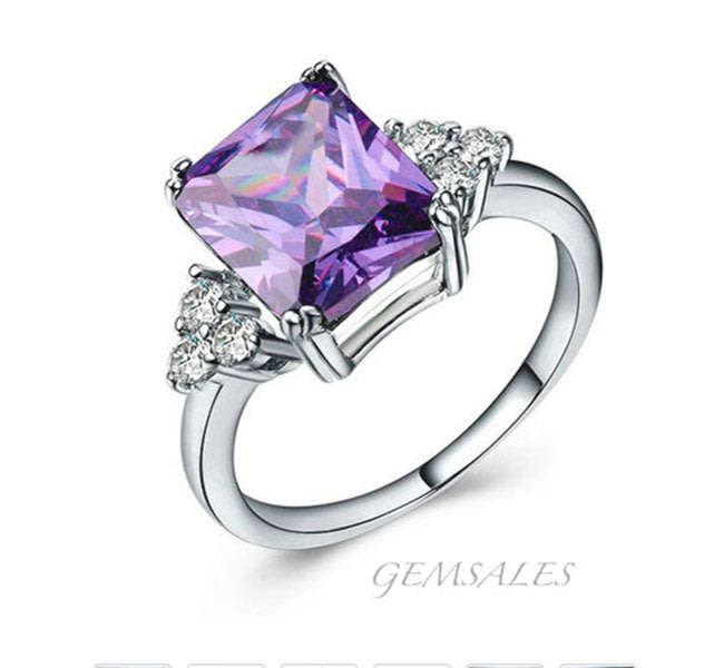 EXQUISITE AMETHYST CZ WITH INLAY  *S925*  SIZES 6  / 7  /  8  /  9  /  10   AVAILABLE