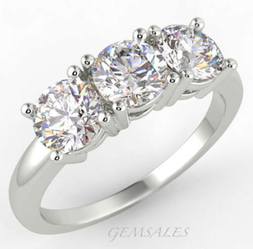 3ct TRILOGY SIM. DIAMOND  CZ Ring *S925*  SIZES     6  -   7  -  8  -  9  - 10   AVAILABLE