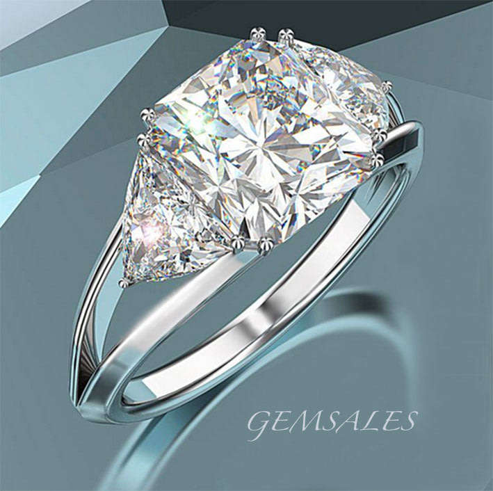 2.9ct PRINCESS IN TRILLION SETTING CZ  *S925*   SIZE  6  -  M  -  52mm