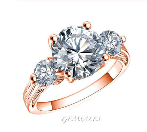 3.5ct TRILOGY CZ Ring *ROSE GOLD PLATED*      SIZES     7.5   &   8.5   AVAILABLE