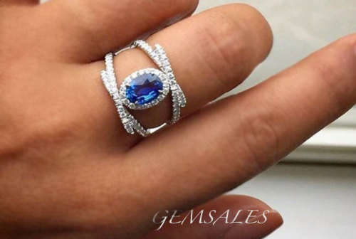 1ct  ROYAL BLUE TOPAZ  CZ  #ELEGANT SETTING#  *S925*    SIZE   6 -  M   -  52mm