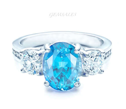 EXCUISITE 3ct OVAL AQUA TOPAZ CZ*S925*    SIZE    6  -  M  -  52mm