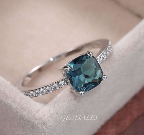 2ct LONDON BLUE TOPAZ CZ   *S925 *   SIZES  6 / 7 / 8 / 9 / 10   AVAILABLE
