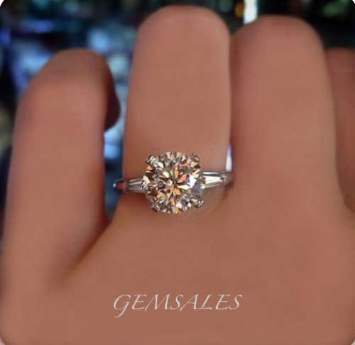2.75ct Cr Diamond CZ BAGUETTE INLAY *S925*  SIZES  5.75  /  6.75  /  7.5  /  8.5  /  9.5  /  9.75
