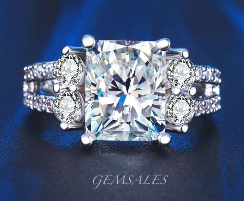 SPECTACULAR 3ct EMERALD CUT SIM DIAMOND CZ*S925*   SIZE  9  -  R 1/2  -  59.5mm