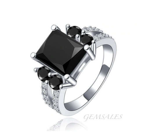 SPECTACULAR 3ct BLACK EMERALD CZ  *S925*   SIZES    6   /   8   /   9     AVAILABLE