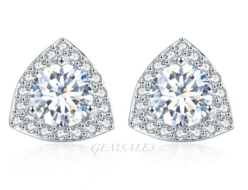 2ct BRILLIANT CUT TOPAZ CZ  HALO SETTING STUD EARRINGS S925