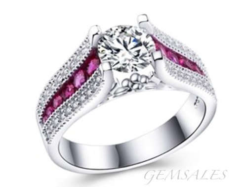 2ct Cr Diamond CZ RUBY INLAY *S925*    SIZES   9   /  10   AVAILABLE