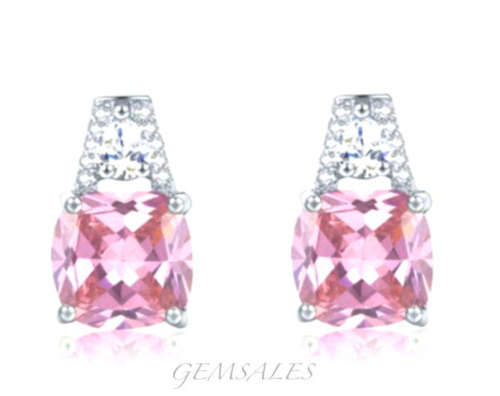 2.9ct PINK TOPAZ CZ   S925  *STUD EARRINGS*