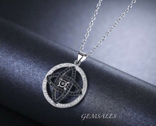 MYSTICAL CELTIC CZ PENDANT NECKLACE  *CHAIN 42cm + EXTENSION 3cm* S925