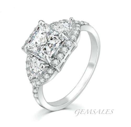 2.05ct PRINCESS HALO TRILLION SETTING CZ  *18KGP*   SIZES   5.75   /   7.75   AVAILABLE