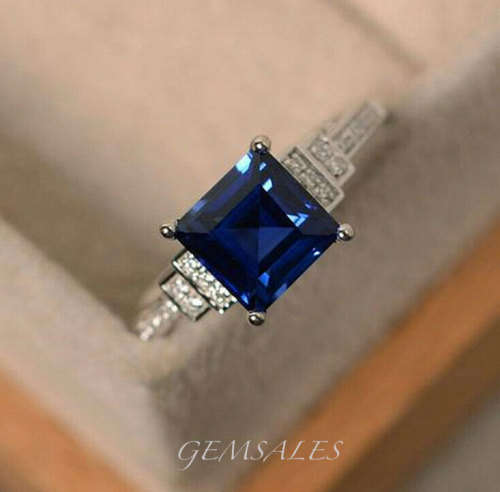2.9ct  ROYAL BLUE TOPAZ CZ #ELEGANT SETTING# *S925*   SIZE   7   -   O   -   54.5mm