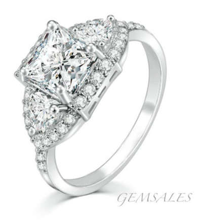 2.05ct PRINCESS HALO TRILLION SETTING CZ  *18KGP*   SIZE   5.75   -   L 1/2   -   51mm