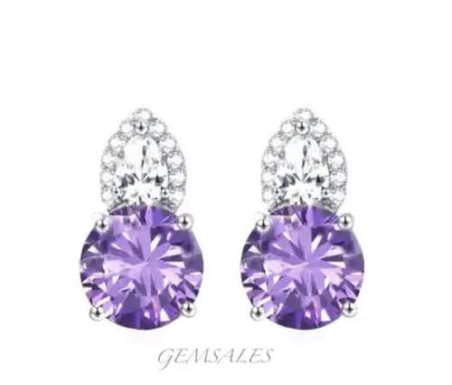 2.9ct AMETHYST CZ   S925  *STUD EARRINGS*