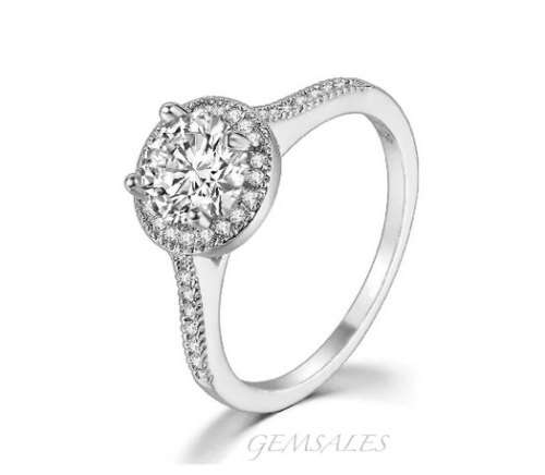 1.25ct Round Simulated Diamond CZ Halo Setting   * 18KGP *   SIZE  7