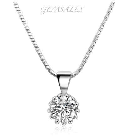 2.0ct Brilliant Cut CZ CROWN PENDANT NECKLACE  *RADIANT*   18KGP #CHAIN - 40cm#