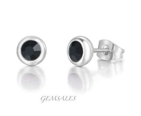 .25ct Black CZ Silver Earrings Bezel Setting  #ELEGANTt#