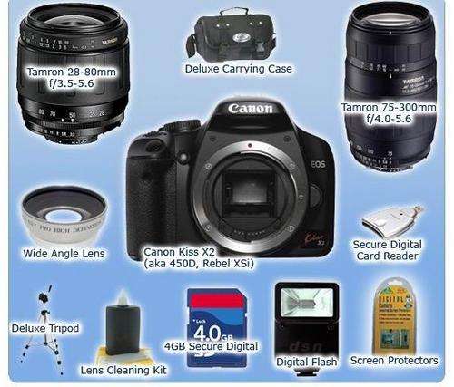 Canon EOS 450D Si SLR Camera wth 3 LENSES plus other ccessories