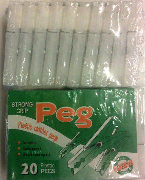 Pack of 20 Heavy Duty Plastic Clothes Pegs