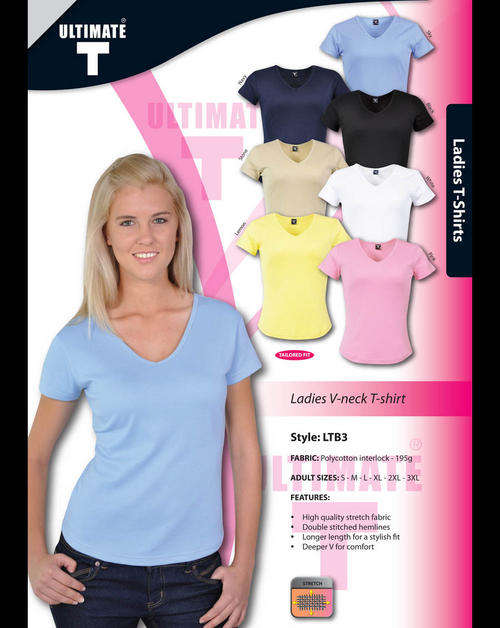 ULTIMATE Ladies V-Neck T-Shirt Tailored Fit - Stretch Fabric