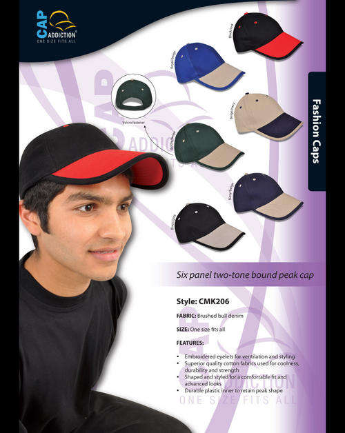 Six Panel Two-Tone Bound Peak Cap - Unisex