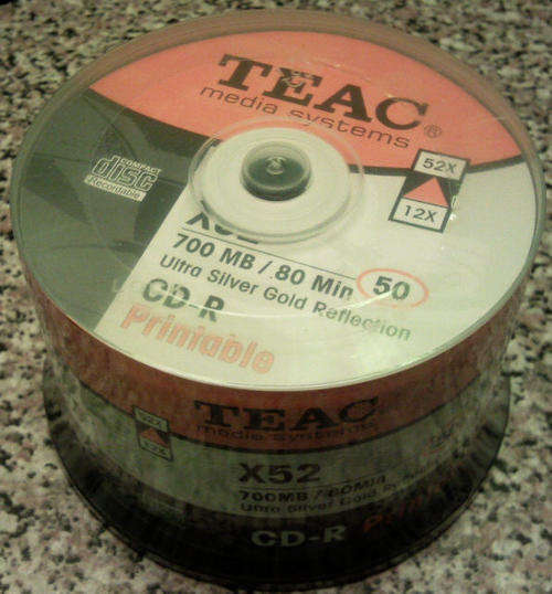 PACK OF 50 Spindle TEAC CD-R PRINTABLE Ultra Silver Gold Reflection 700MB/80Min X52