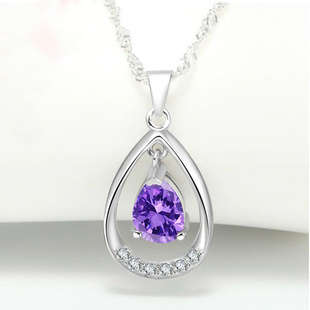 NECKLACE SILVER, AUSTRIAN CRYSTAL, TWISTED SINGAPORE CHAIN, PLATINUM PLATED