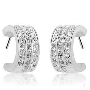 EARRING SILVER SMALL HOOP, AUSTRIAN CRYSTAL