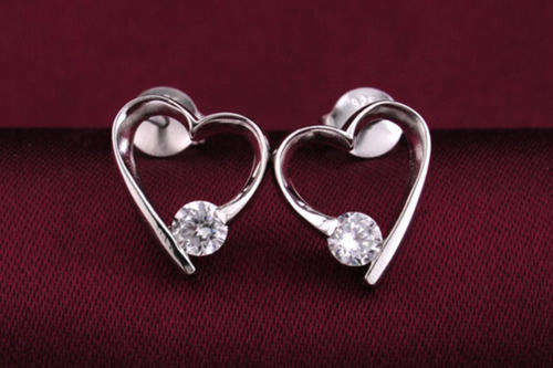 EARRING SILVER HEART, AUSTRIAN CRYSTAL