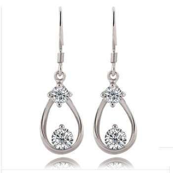 EARRING SILVER DROP, AUSTRIAN CRYSTAL, PLATINUM PLATED