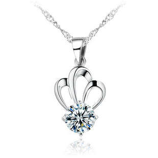 SILVER NECKLACE, GENUINE AUSTRIAN CRYSTAL, PLATINUM PLATED