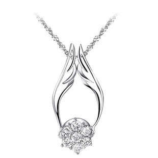 ANGEL WINGS, SILVER NECKLACE, GENUINE AUSTRIAN CRYSTAL, PLATINUM PLATED