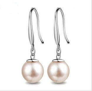 PEARL BEAD DANGLING EARRINGS, AUSTRIAN CRYSTAL