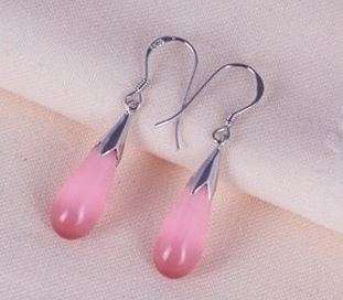 Natural Cat's Eye Earring,925 Sterling Silver,3 Layer Platinum Plating