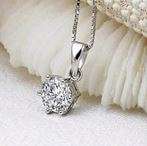 SILVER NECKLACE, AUSTRIAN CRYSTAL PENDANT, 45cm TWISTED SINGAPORE CHAIN