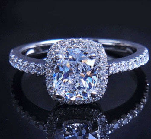 Stunning!!!2 Carat Cr. Cushion Cut Diamond Ring with Accents Engagement Ring -- Size 7