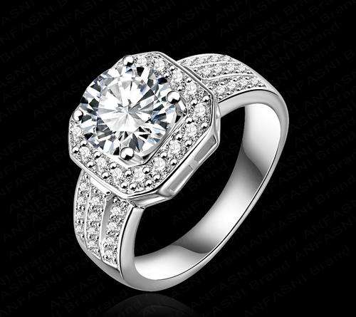Stunning!!!New Arrival Square Ring 18K Platinum Plate Micro Inlay AAA Cubic Zircon Size 6