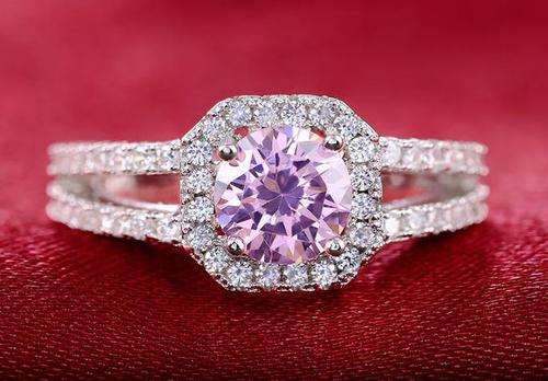 Stunning!!925 Sterling Silver Sapphire Pink Stone Ring 3 Carat Sim.Diamond Engagement- Size 7
