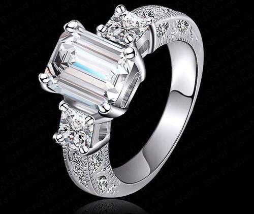 Top Christmas Gift 18K Platinum Plated Ring Elegant Ring Micro Inlay - Size 6