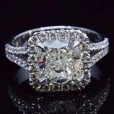 Beautiful, 925 Sterling Silver CR Diamond Cushion Cut Ring - Size 7