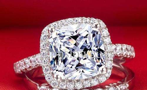 Stunning!!!Large 4 Carat Cr. Cushion Cut Diamond Ring with Accents Engagement Ring -- Size 7