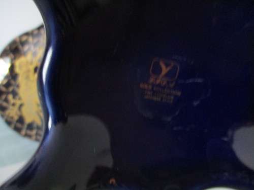 Vintage Cobalt  Japanese Footed Fruit Bowl  Blue and Gold