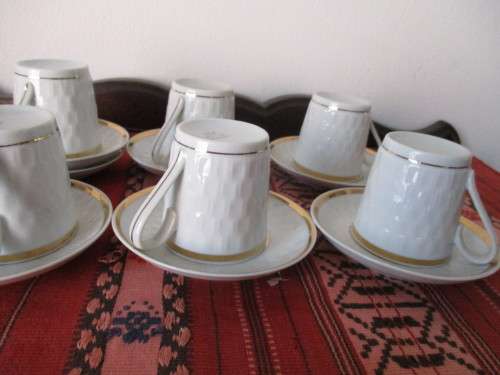 Porcelain Real S Paulo Brazil Vintage Demitasse Cup And Saucer White with Gold Trim White Demitasse