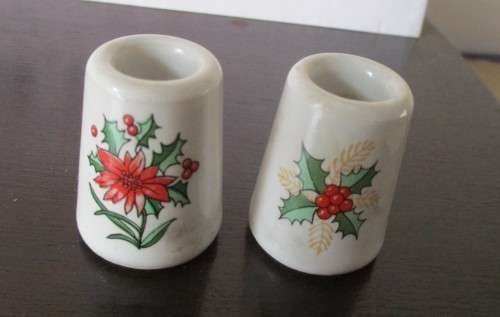 Vintage Mini Porcelana Christmas Candel Holders